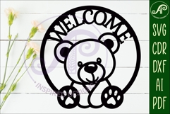 Welcome Teddy bear wall sign svg laser cut file Product Image 4