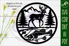 Buck and Bass, Hunting and fishing wall sign, SVG f Product Image 4