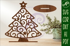 Christmas tree stand, laser cut file, Swirl Christmas tree Product Image 2