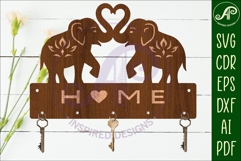 Elephants Key holder designs for wood and metal Product Image 2