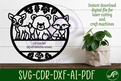 Woodland animals name sign design for laser cutting Product Image 2