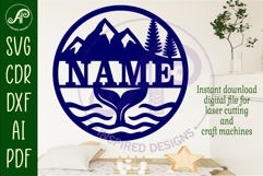 Whale tail name sign svg laser cut template Product Image 2