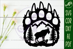 Bear paw print with Mountain Goat wall sign Product Image 2