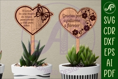 Mother&#039;s day Spanish plant stake laser engraved SVG Hearts Product Image 2