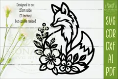 Floral Fox Wall Art SVG, Woodland Fox Decor Sign for Laser Product Image 2