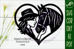 Cowgirl and horse heart wall sign, laser cut Product Image 2