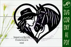 Cowgirl and horse heart wall sign, laser cut Product Image 2