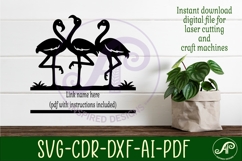 Flamingo Family Name Sign SVG Tropical Wall Decor Laser Cut Product Image 2