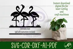 Flamingo Family Name Sign SVG Tropical Wall Decor Laser Cut Product Image 2