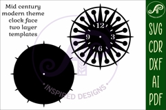 Mid century modern clock wall clock laser cut design 3 Product Image 2