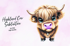 Highland Baby cow clipart sublimation png Product Image 1