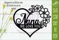 Nana We love you heart wall sign laser cut file Product Image 2