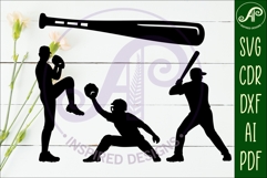 Baseball silhouettes laser cut outs SVG 1 Product Image 2