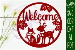 Welcome fall animal wall sign svg laser cut file Product Image 2