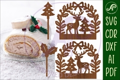 Yule log ends and toppers Christmas desert laser cut design Product Image 2