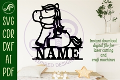 Cute Horse name sign svg laser cut template Product Image 2