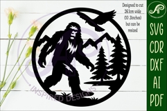 Big foot forest mountain scene wall sign svg laser cut Product Image 2