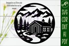 Mountain Cabin Forest Circle SVG Laser Cut File Cabin sign Product Image 2
