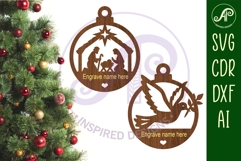Nativity and Dove Christmas Ornament SVG Product Image 2