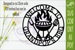 Welcome To Grandpop’s BBQ SVG. Grill Wall Sign Laser Cut Product Image 2