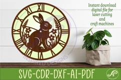 Garden Rabbit Wall Clock SVG, Laser Cut Clock Design Product Image 2