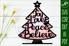 Christmas tree stand, laser cut file, Joy Love Peace Believe Product Image 2
