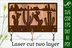 Cactus desert Key holder designs for wood and metal cutting Product Image 2