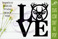 Deer LOVE SVG, Rustic Deer Head Sign SVG, Hunting Wall Art Product Image 2
