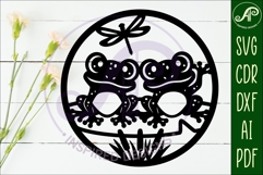 two cute frogs wall sign, SVG file. vector sign Product Image 2