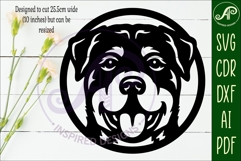 Rottweiler Dog Wall Art SVG Laser Cut Dog Face Circle Sign Product Image 2