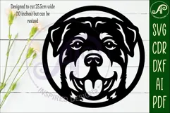 Rottweiler Dog Wall Art SVG Laser Cut Dog Face Circle Sign Product Image 2