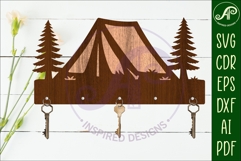 Tent Camping Key holder designs for wood and metal Product Image 2