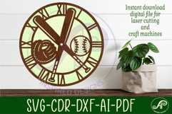 Baseball clock wall clock laser cut file Product Image 2