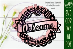 Ornament wreath welcome wall sign svg laser cut file Product Image 2