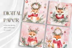 Christmas Fox Background Winter Snow Santa Wallpaper_2 Product Image 1