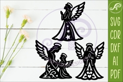 Angel SVG Silhouette, Guardian Angel Laser Cut Files 1 Product Image 2