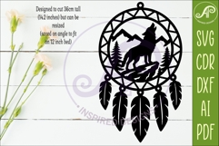 Wolf Dreamcatcher Laser Cut File, Wild Animal Wall Art SVG Product Image 2