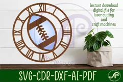 football/ rugby ball wall clock laser cut files, SVG file. Product Image 2