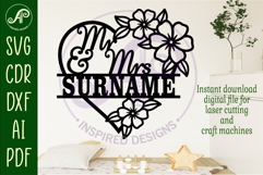 Mr and Mrs wedding floral heart name sign Product Image 2
