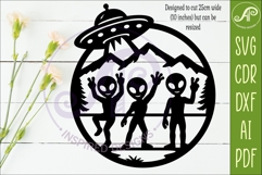 Alien Wall Art UFO Sign Laser Cut File SVG Funny Sci Fi Product Image 2