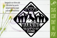UFO Warning Sign SVG Cow Abduction Wall Art Laser Cut Fi Product Image 2