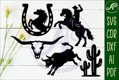 Western, Cowboy Cowgirl silhouettes laser cut outs 1 Product Image 3