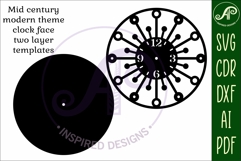 Mid century modern clock wall clock laser cut design 1 Product Image 2