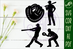 Baseball silhouette bundle laser cut outs Product Image 3