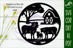Sheep on the farm scene wall sign, SVG file. Product Image 2