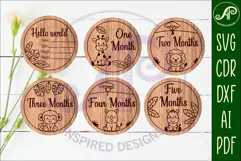 Cute Safari Animal Baby monthly milestone discs SVG Product Image 2