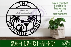 Poolside oasis family name wall art sign Product Image 2