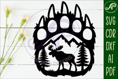 Bear paw print with Moose wall sign Product Image 2