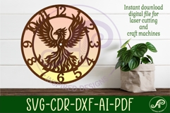 Phoenix bird clock wall clock laser cut files Product Image 2