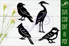 Birds silhouette laser cut outs SVG files Product Image 2